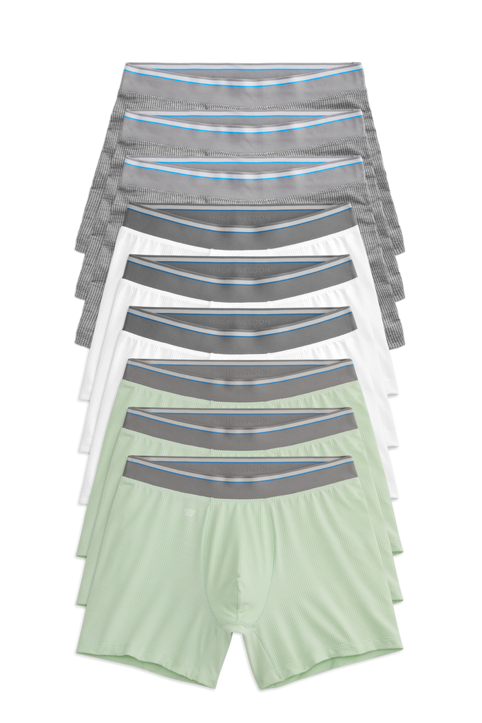 Front view of 9 pack Airknitx Boxer Brief in Morning Mist