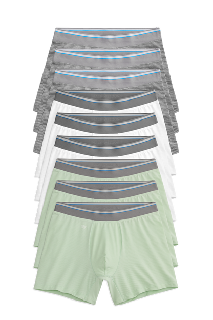 Front view of 9 pack Airknitx Boxer Brief in Morning Mist
