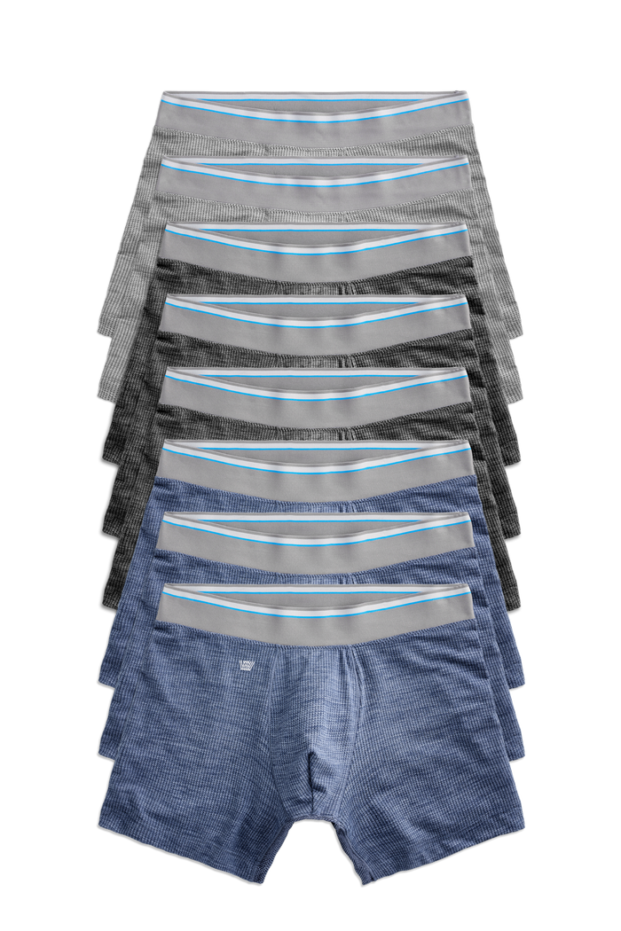Front view of 9 pack Airknitx Boxer Brief in Cool Heathers