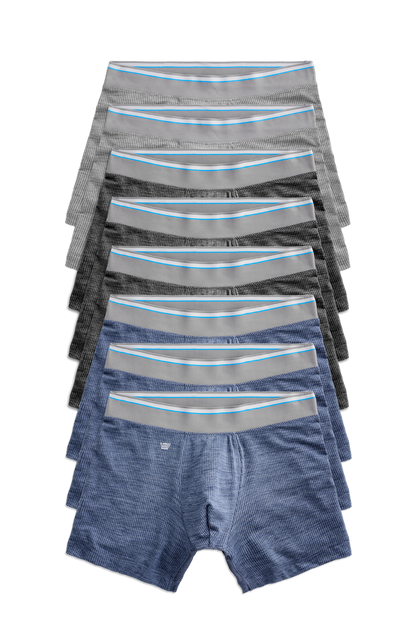 Front view of 9 pack Airknitx Boxer Brief in Cool Heathers