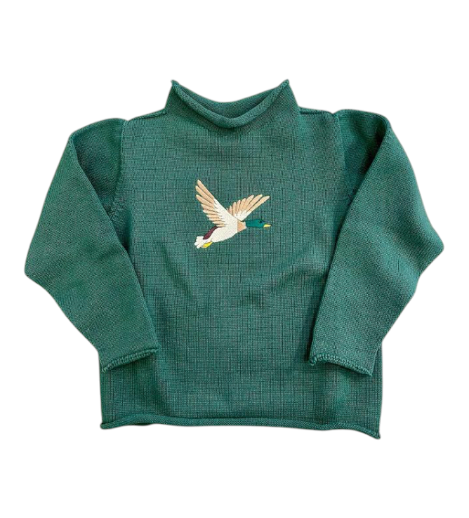 A Soft Idea Roll Neck Sweater in Green with Mallard