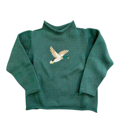 A Soft Idea Roll Neck Sweater in Green with Mallard