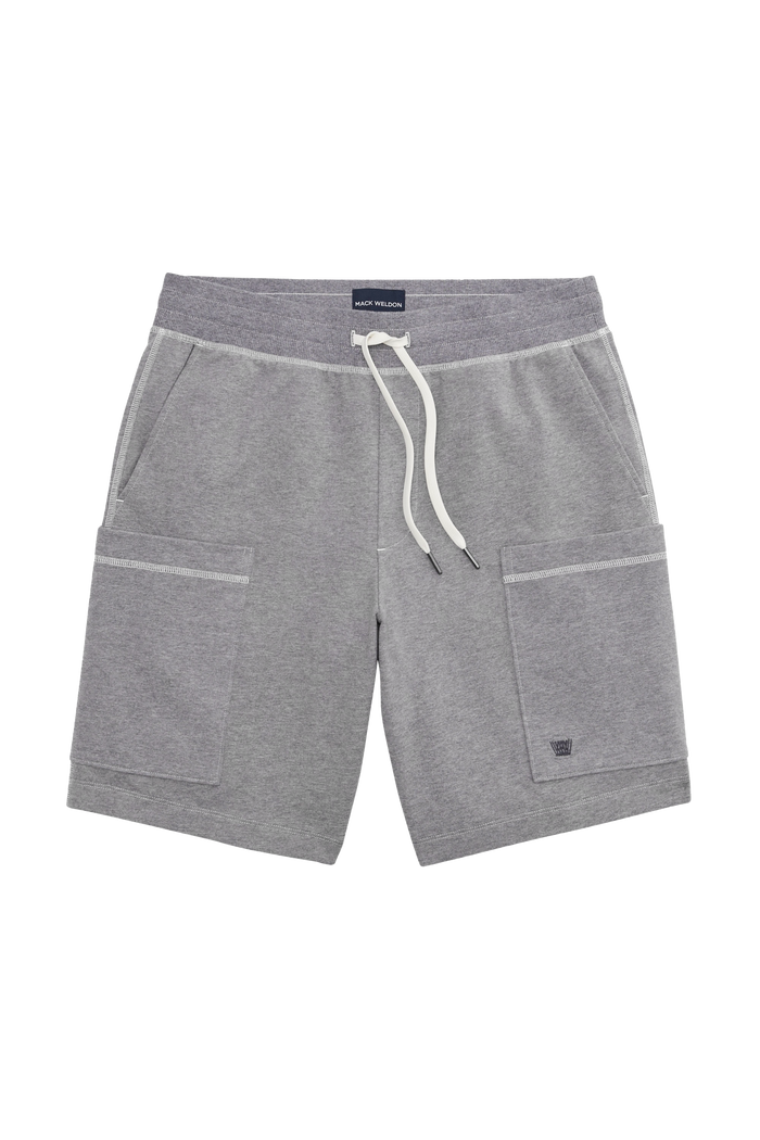 Front view of Ace Cargo Sweatshort in Grey heather