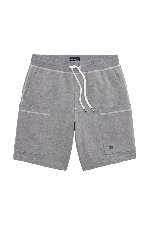 Front view of Ace Cargo Sweatshort in Grey heather