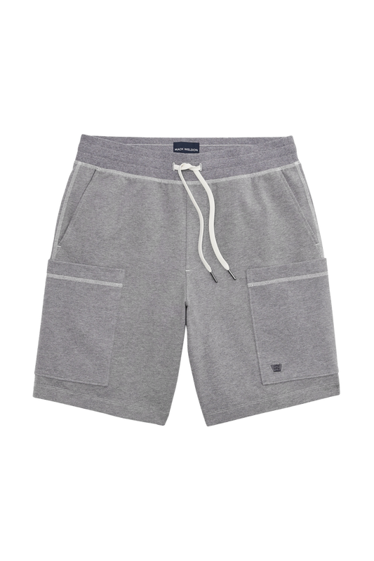 Front view of Ace Cargo Sweatshort in Grey heather