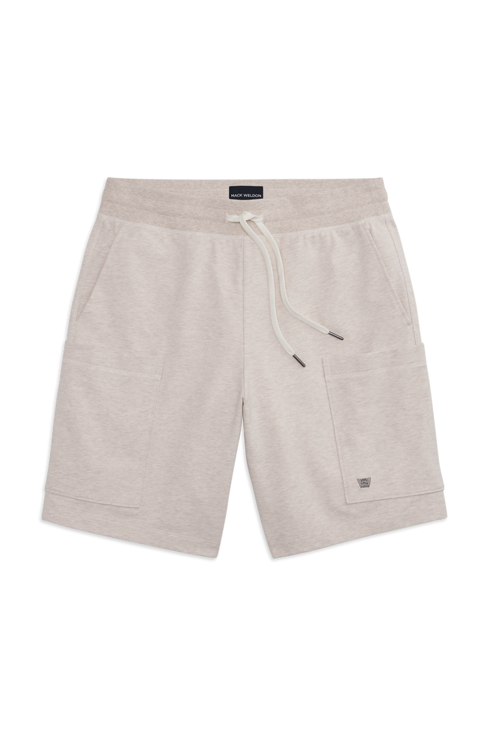 Front view of Ace Cargo Sweatshort in Latte Heather