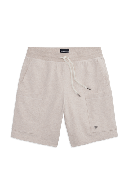 Front view of Ace Cargo Sweatshort in Latte Heather