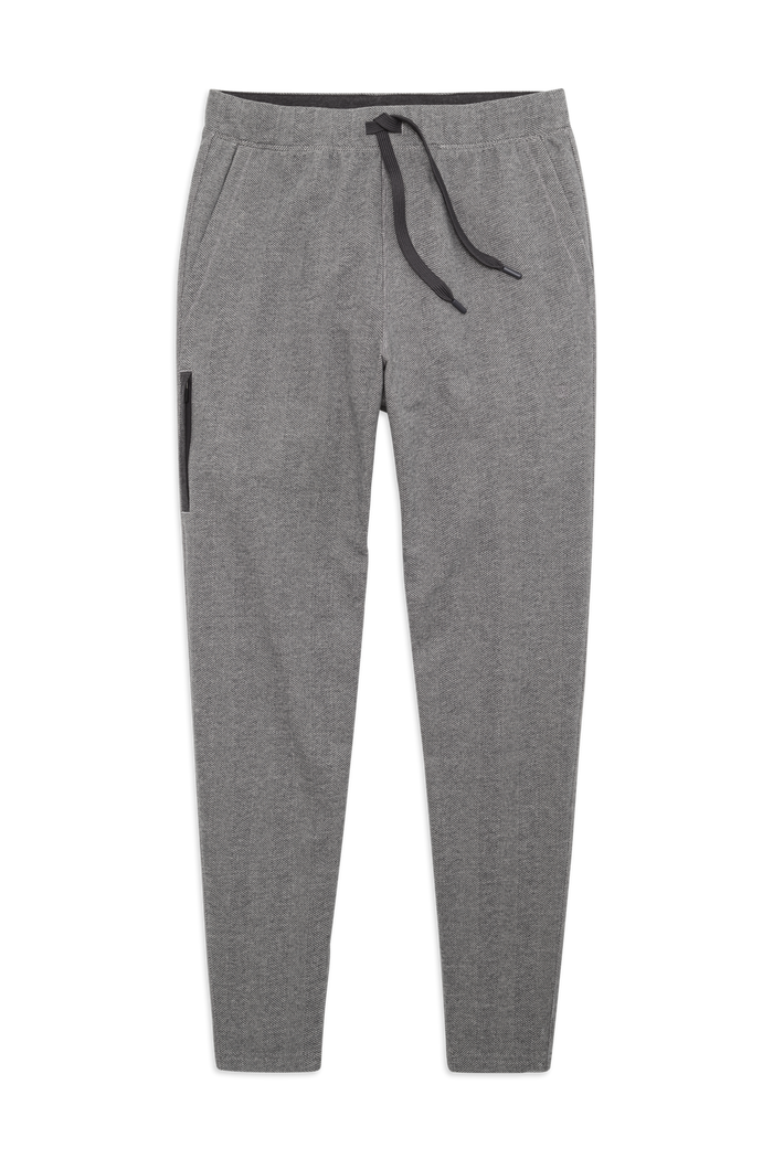 Front view of Ace Sweatpant in Dark Grey - Herringbone
