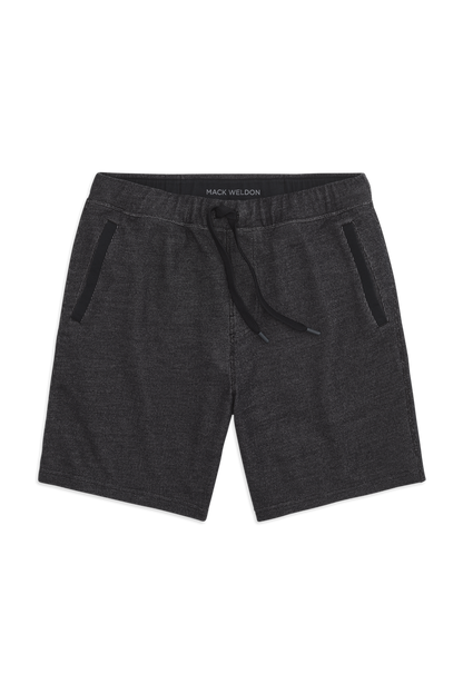 Front view of ACE Sweatshort 7” in True Black - Bird's Eye