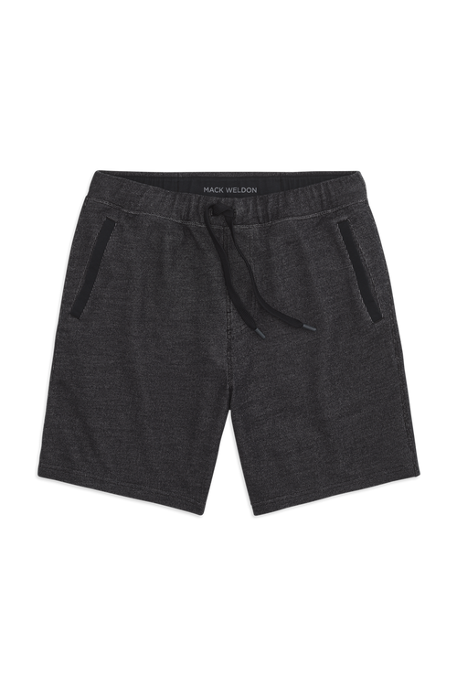 Front view of ACE Sweatshort 7” in True Black - Bird's Eye