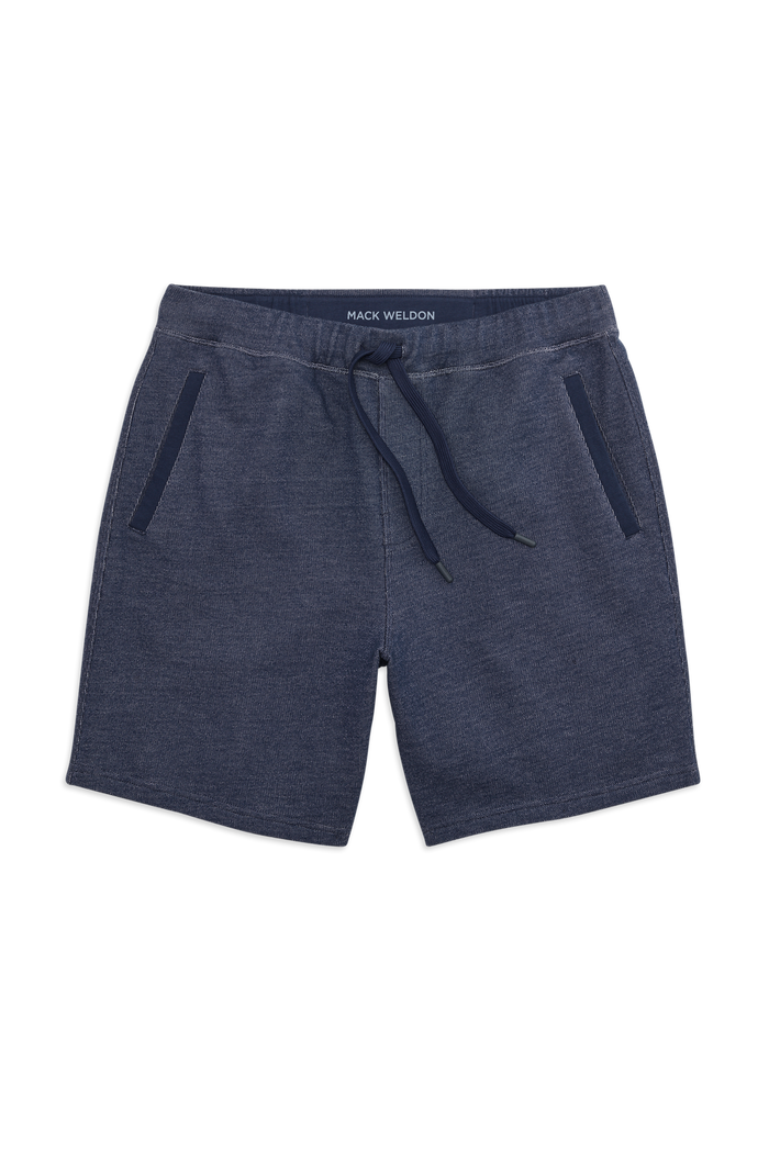 Front view of Ace Sweatshort 7" in True Navy - Bird's Eye