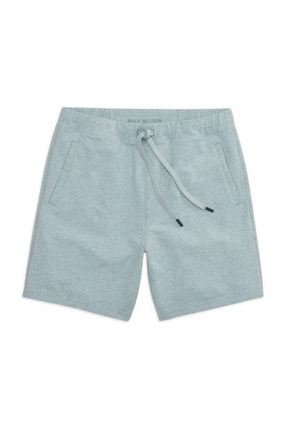 Front view of Ace Sweatshort 7" in Nile Blue Heathre
