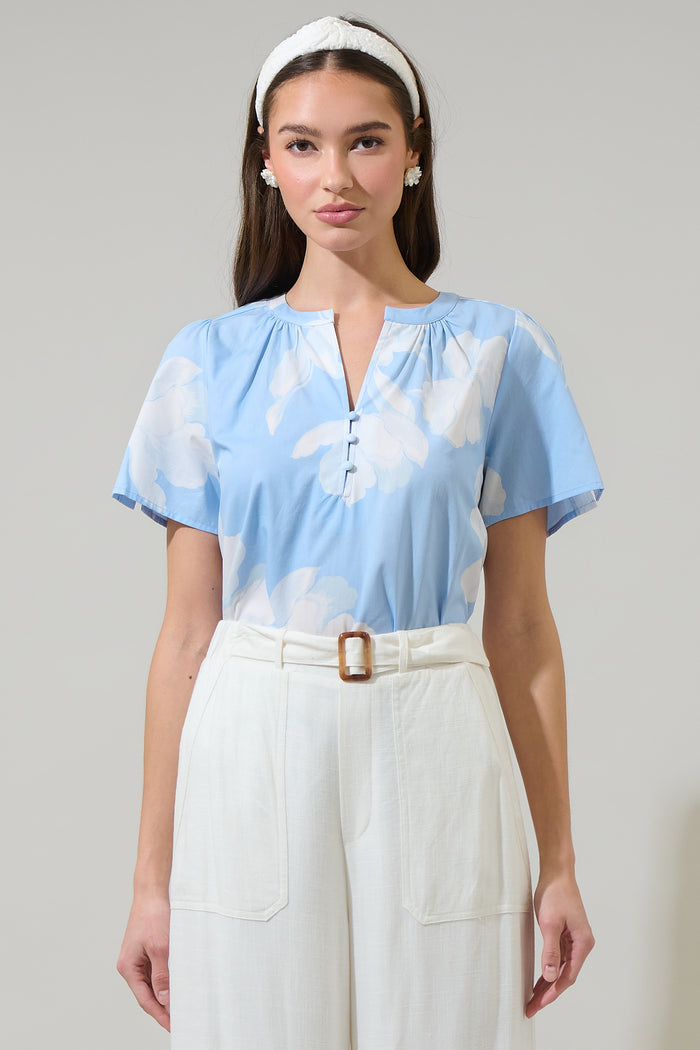 Afina Floral Xoey Split Neck Top