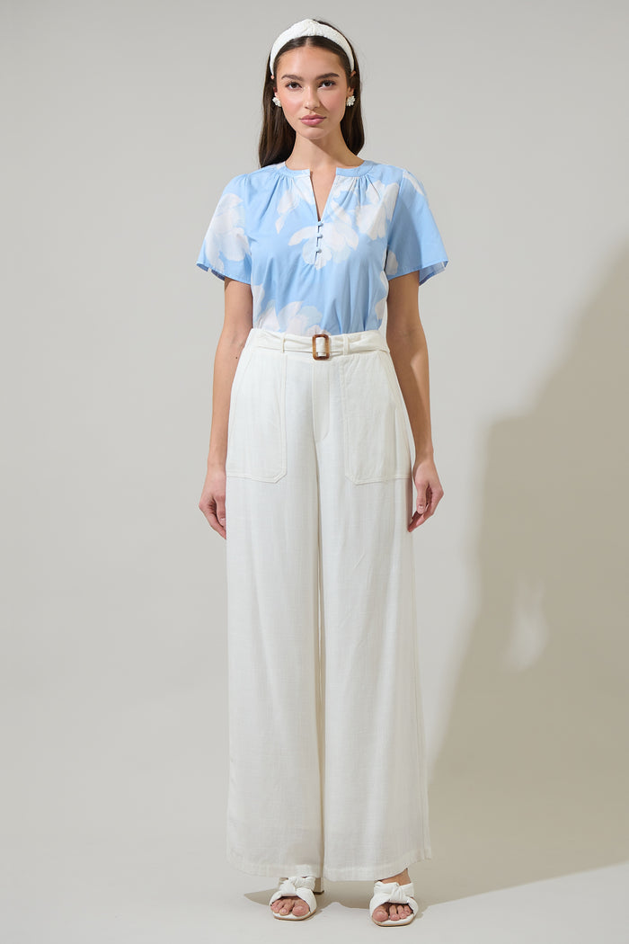 Afina Floral Xoey Split Neck Top