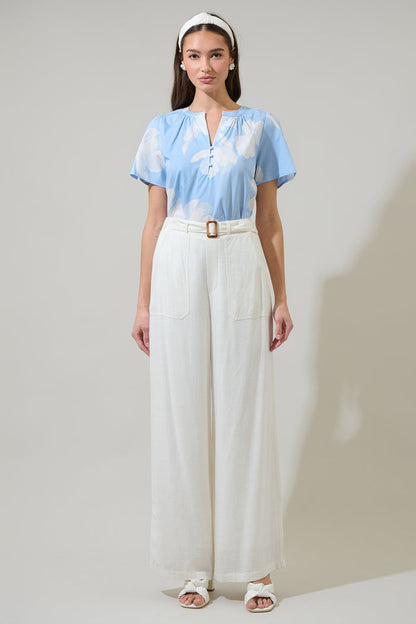 Afina Floral Xoey Split Neck Top