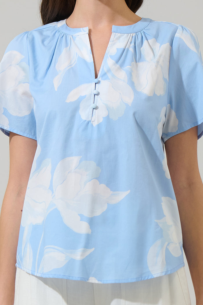 Afina Floral Xoey Split Neck Top