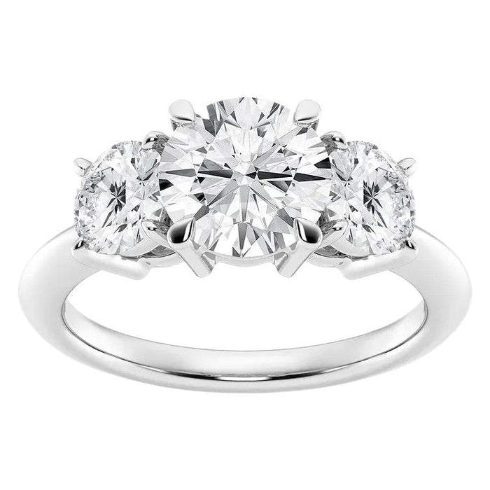 VossAgin - AGI Certified 2 CTW Classic Three-Stone Round Lab Grown Diamond (G-VS) Engagement Ring in 14K White Gold - 8.5