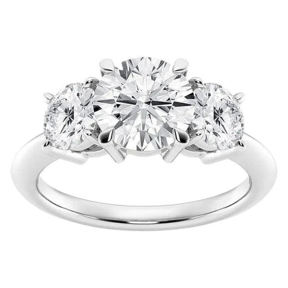 VossAgin - AGI Certified 2 CTW Classic Three-Stone Round Lab Grown Diamond (G-VS) Engagement Ring in 14K White Gold - 8.5