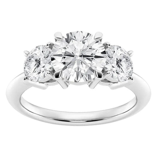 VossAgin - AGI Certified 2 CTW Classic Three-Stone Round Lab Grown Diamond (G-VS) Engagement Ring in 14K White Gold - 8.5