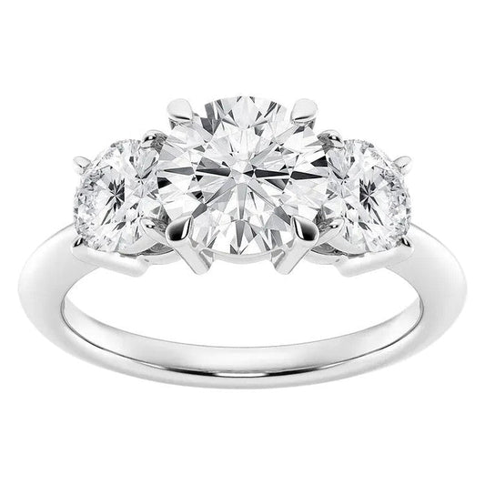 VossAgin - AGI Certified 2 CTW Classic Three-Stone Round Lab Grown Diamond (G-VS) Engagement Ring in 14K White Gold - 8.5