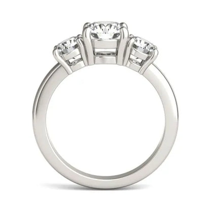 VossAgin - AGI Certified 2 CTW Classic Three-Stone Round Lab Grown Diamond (G-VS) Engagement Ring in 14K White Gold - 8.5