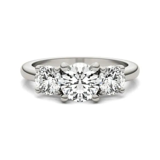 VossAgin - AGI Certified 2 CTW Classic Three-Stone Round Lab Grown Diamond (G-VS) Engagement Ring in 14K White Gold - 8.5