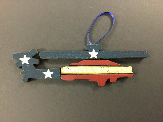 AH-64 Apache Helicopter Americana Wooden Ornament