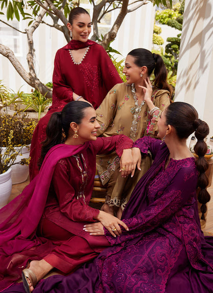 Aiko Burgundy Shirt and Dupatta