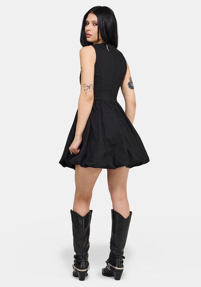 Ailis Balloon Hem Embroidered Mini Dress UK 6