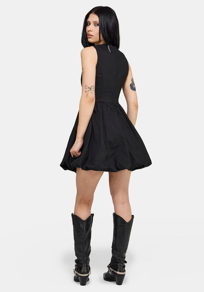 Ailis Balloon Hem Embroidered Mini Dress UK 6