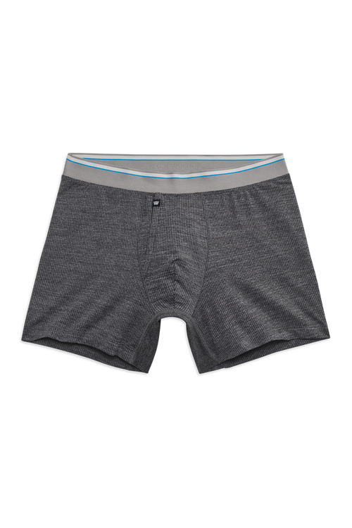 Front view of Airknitx Boxer Brief with Fly in Charcoal heather