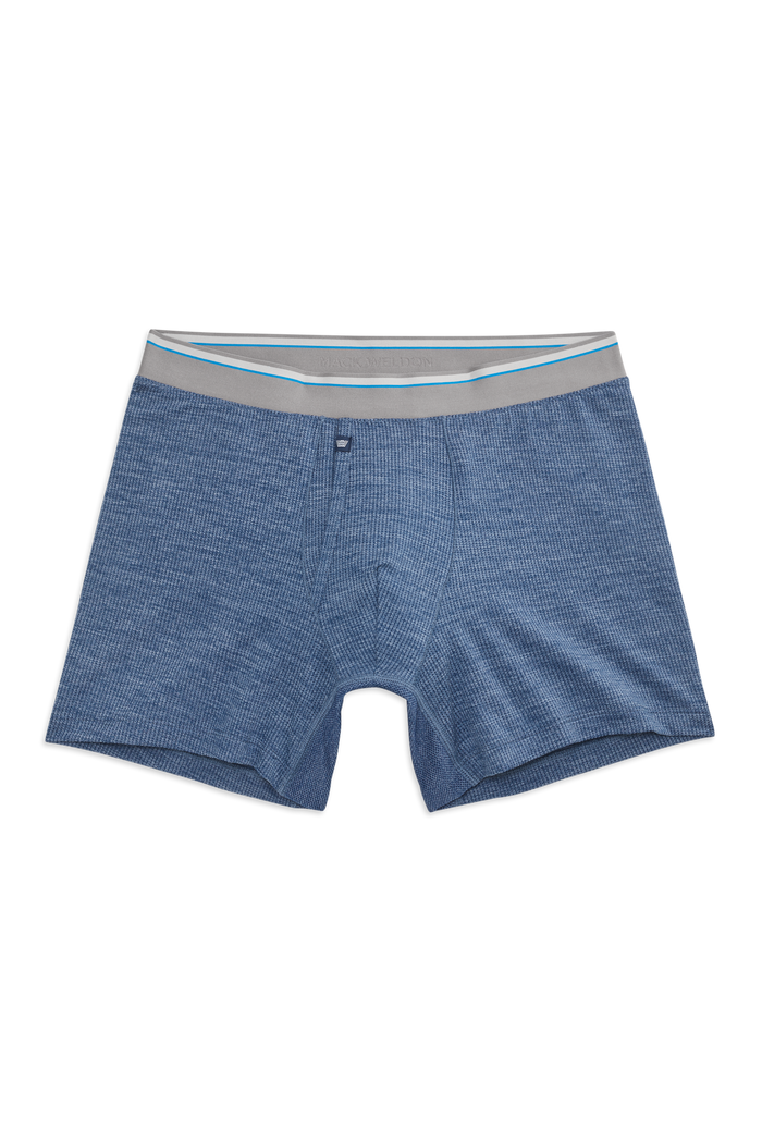 Front view of Airknitx Boxer Brief with Fly in Indigo heather