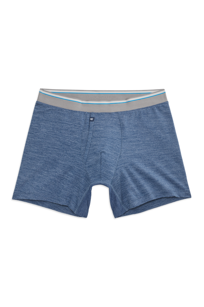 Front view of Airknitx Boxer Brief with Fly in Indigo heather