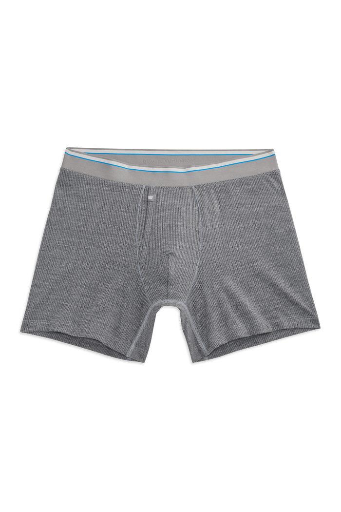 Front view of Airknitx Boxer Brief with Fly in Grey heather
