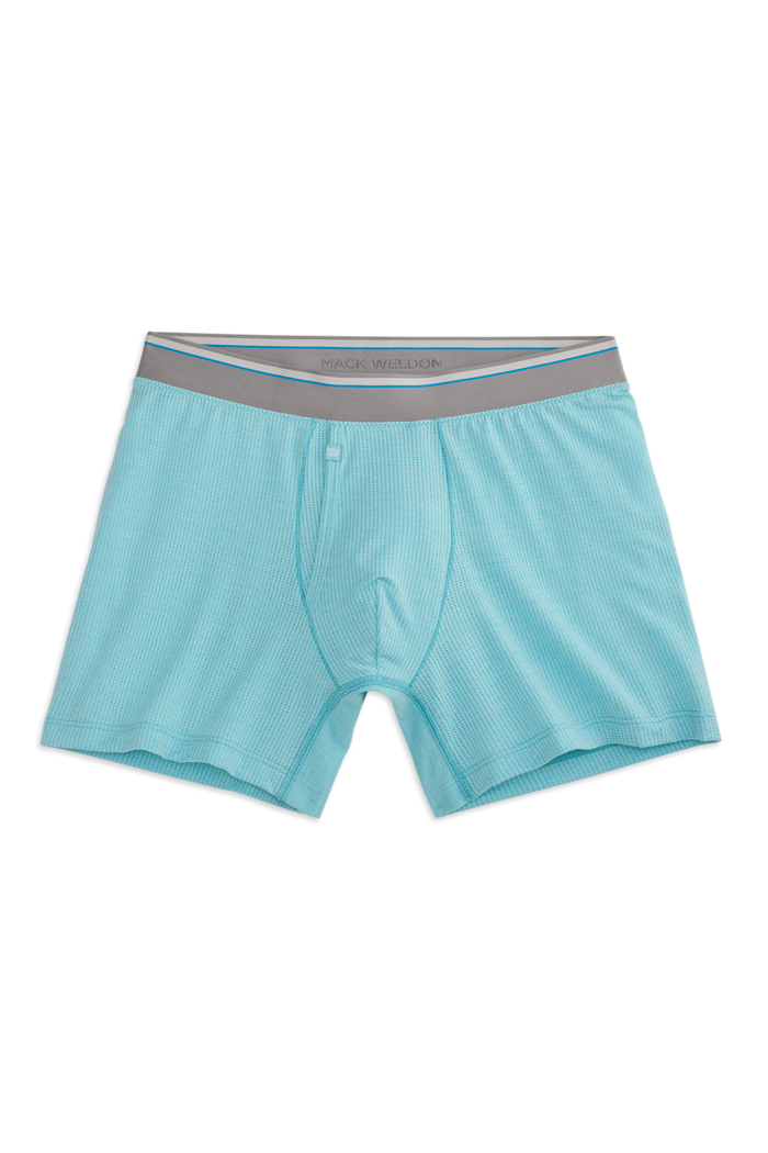 Front view of Airknitx Boxer Brief w/ fly in Ice Blue Heather