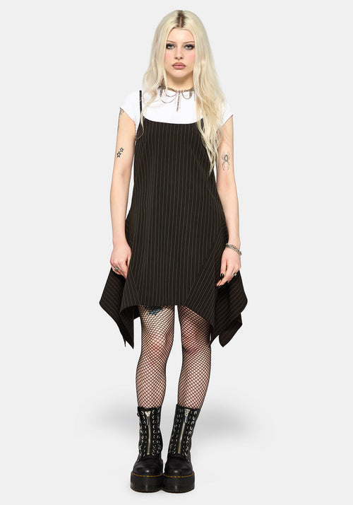 Alecto Pinstripe Handkerchief Hem Mini Dress UK 6