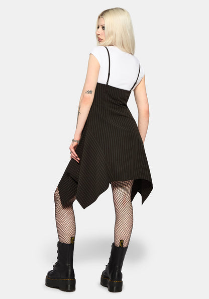 Alecto Pinstripe Handkerchief Hem Mini Dress UK 6