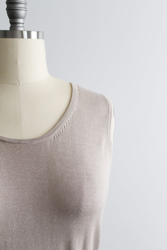 almond silk knit tank