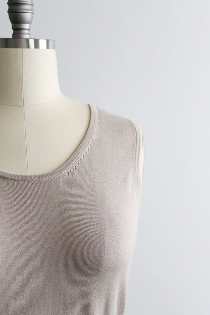 almond silk knit tank