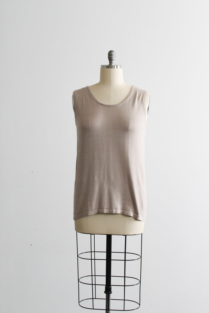 almond silk knit tank
