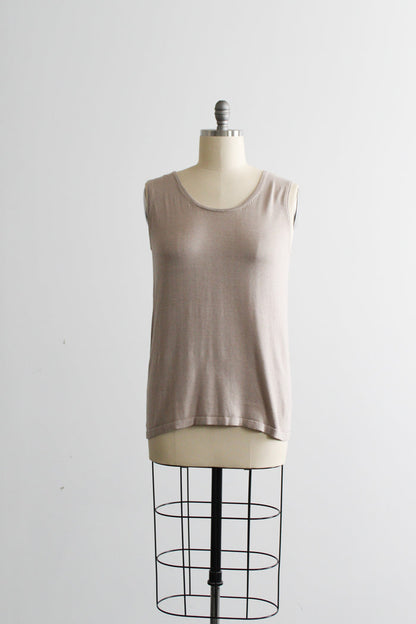 almond silk knit tank