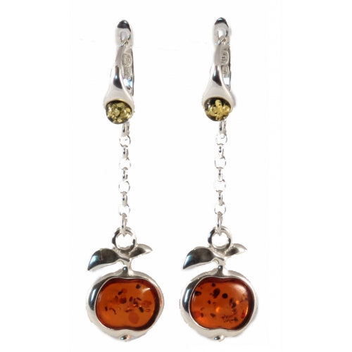 Apple Honey / Green Amber & Sterling Silver Earrings