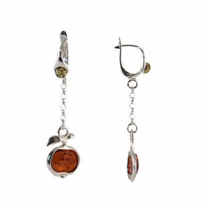 Apple Honey / Green Amber & Sterling Silver Earrings