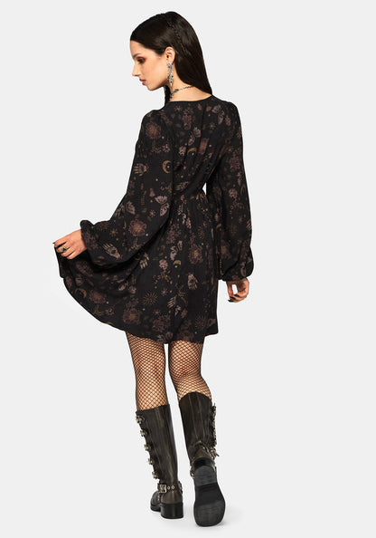 Angela Folk Print Button Down Smock Mini Dress