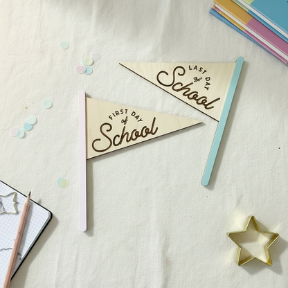 Arrow Town Designs Double-Sided First & Last Day of School Pennant Flag in Gold