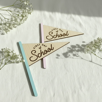 Arrow Town Designs Double-Sided First & Last Day of School Pennant Flag in Gold