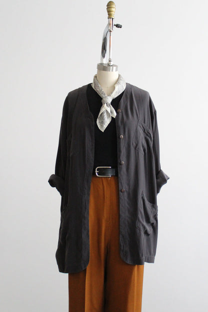 ash black silk jacket