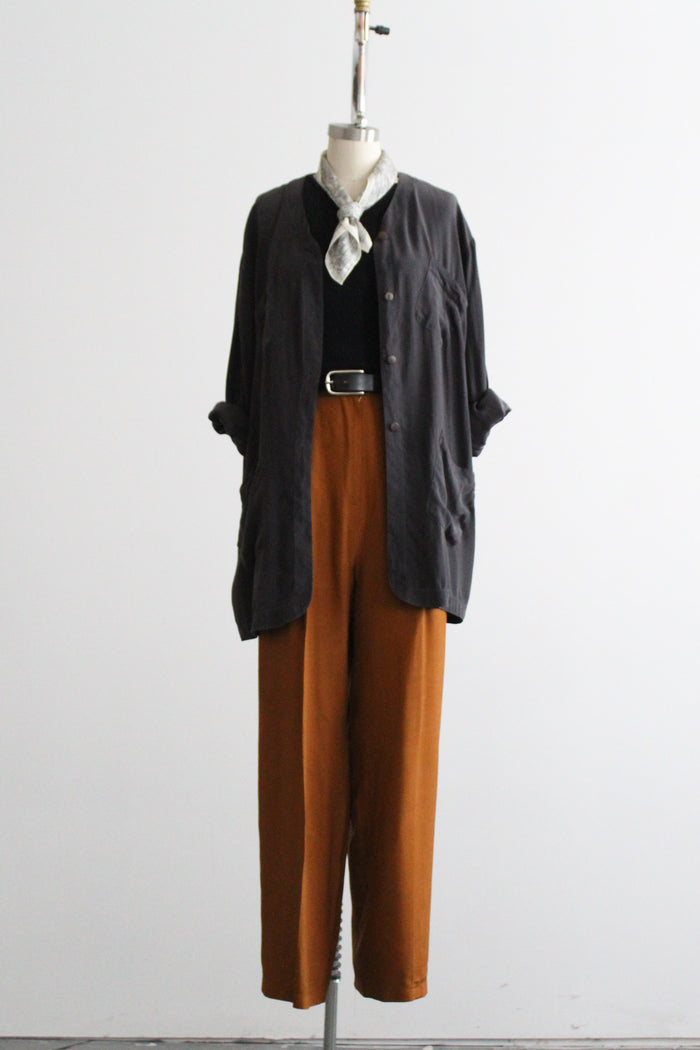 ash black silk jacket