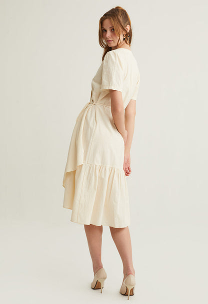 Asymmetrical Wrap Side Tie Dress