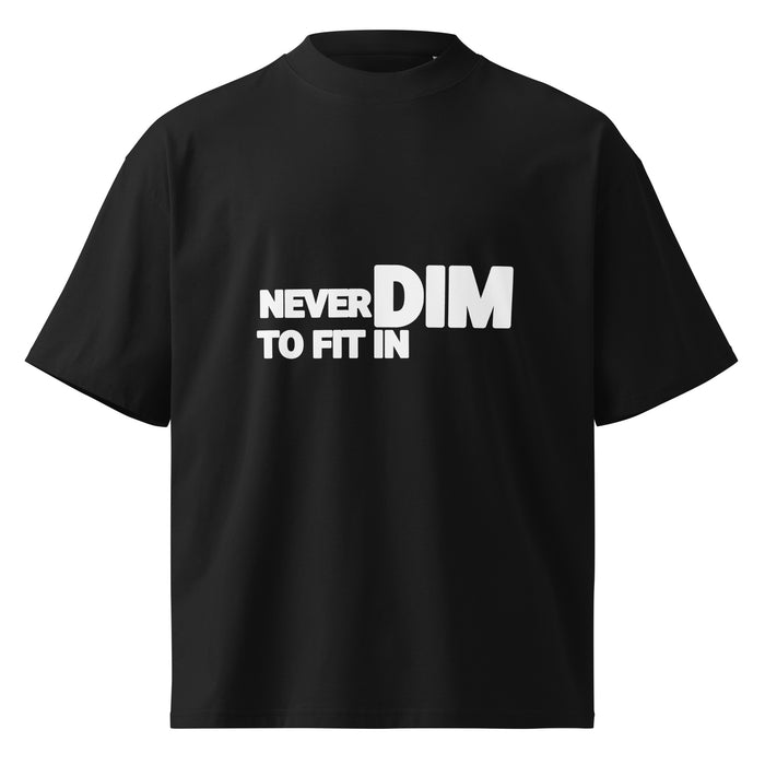 Black High Neck T Shirt with Never Dim To Fit In graphic by MyCore